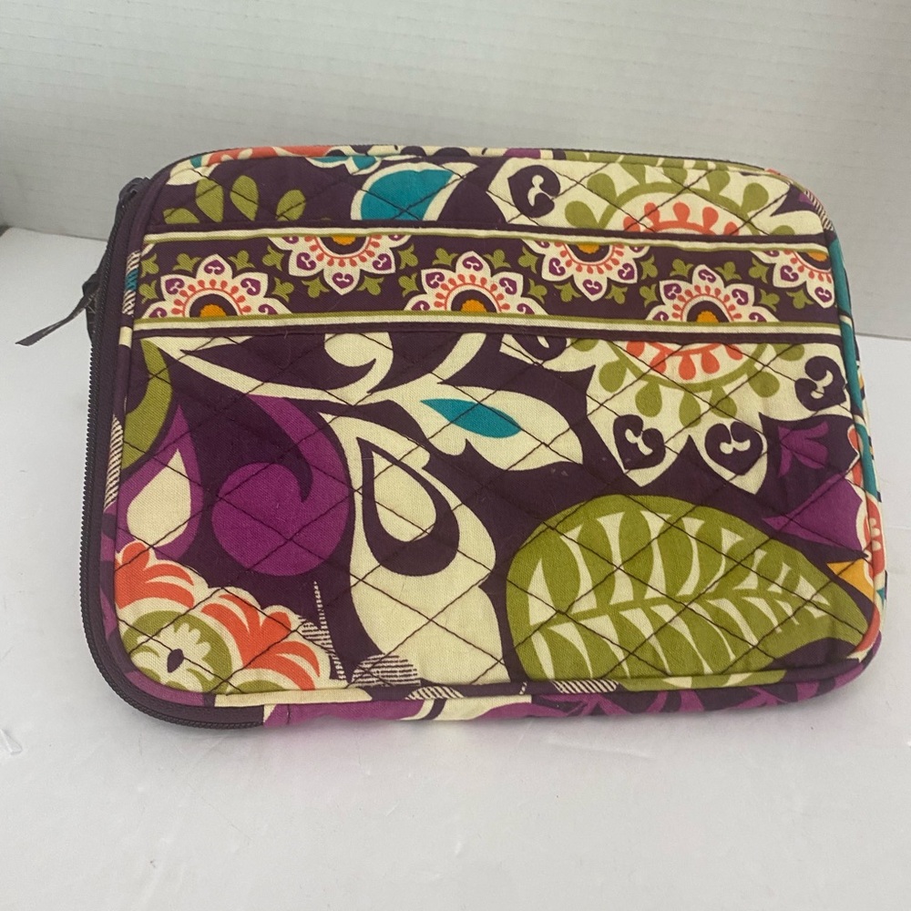 Vera Bradley Purple and Green Laptop Bag with Quilted Design